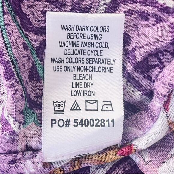 Roaman’s Floral Top Sz 18W Purple Paisley Blouse Long Sleeve High Low Tunic Boho - Picture 4 of 7